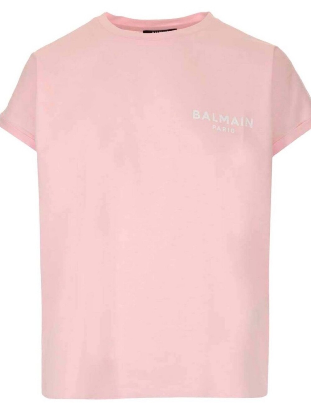 Balmain Paris Light Pink Logo Short Sleeve Turned Up Tee